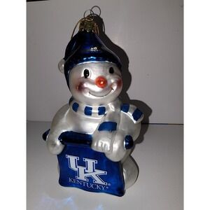 UK Snowman Kentucky Glass Ornament‎ Christmas